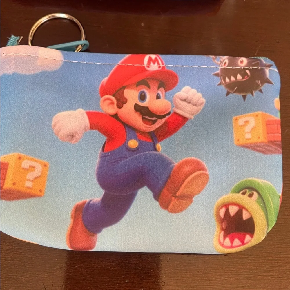 Super Mario Coin Pouches Set of 6 with key ring zips closed nwt